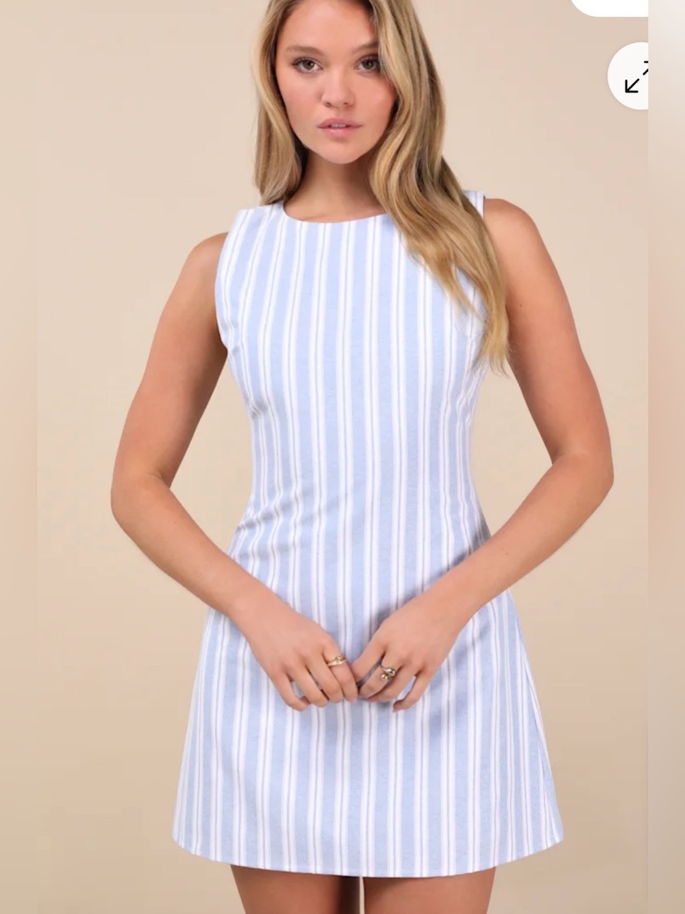 Lulus Alyvia Striped Sleeveless Mini Dress Blue White Small NWT